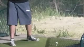 Guy golf ball hit fail