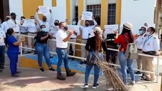 Protesta de trabajadores del SITM