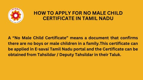 ways to Apply No male child certificate in Tamil Nadu