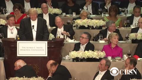 Trump roasts corrupt Clinton at Al Smith charity dinner 20 oct 2016