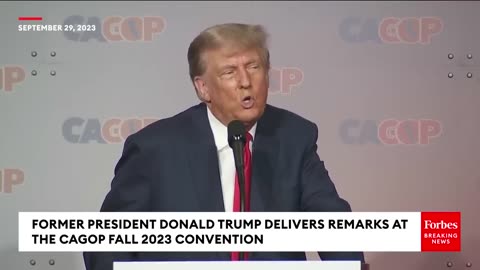 Trump Does Impression Of Biden Having Trouble Walking Off Stage During California Speech