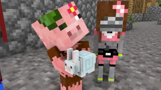 Bad Piglin and Poor Baby Zombie Girl - Sad Story - Minecraft Animation