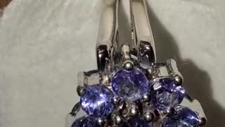Reversible Ring 3.6ct Tanzanite and 3.6 ct. Blue Topaz Sterling Silver Rhodium Plated