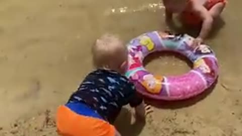 Fletcher and Delany at the beach