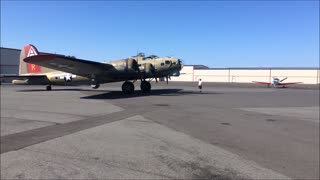 B 17 Startup, Taxi, Takeoff, Flyover