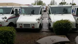 Postal Vehicles in the Rain