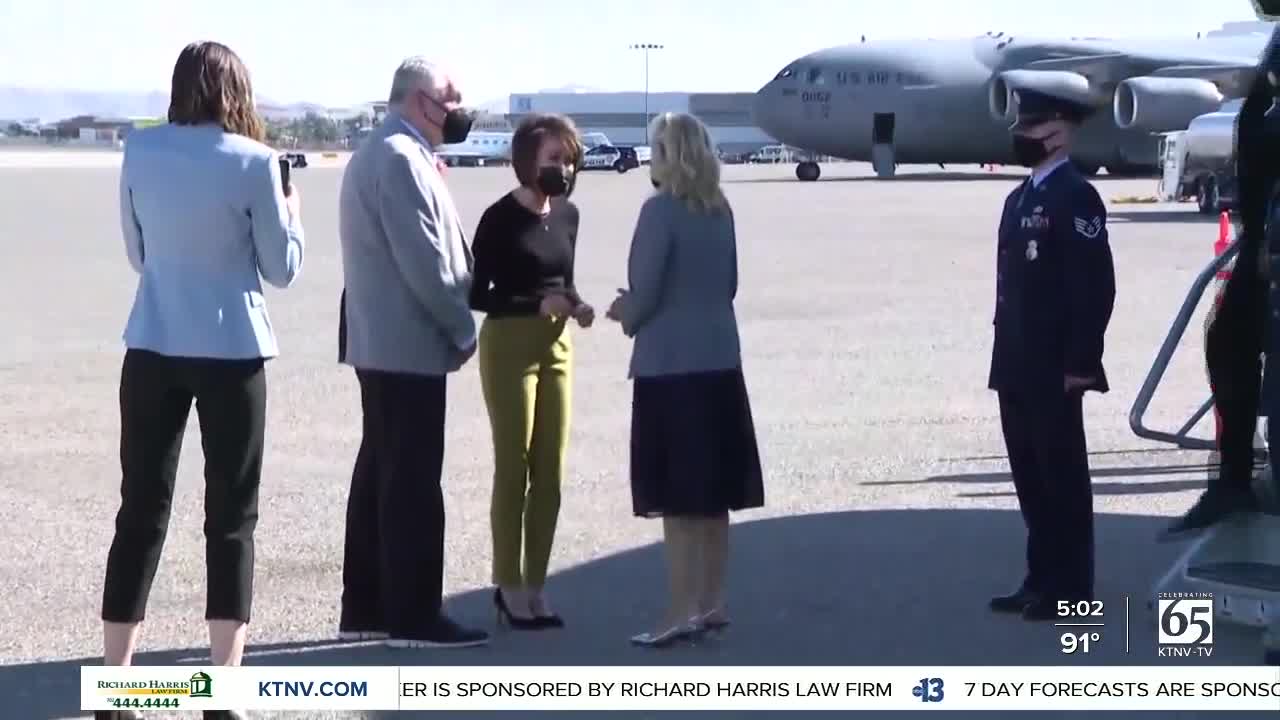 First lady Dr. Jill Biden lands in Las Vegas
