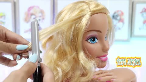 Cutting Hair Blonde Barbie Doll
