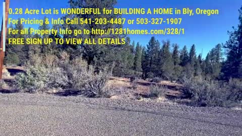 0.28 Acre Lot is WONDERFUL for BUILDING A HOME in Bly, Oregon
