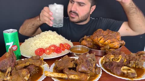 ASMR EATING SPICY WHOLE CHICKEN CURRY+SPICY MUTTON CURRY+WHITE RICE+GREEN CHILLI || MUKBANG-2