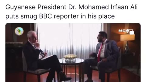 Guaynese President Dr. Ifraan Mohamed Ali crushes smug BBC reporter back into his box!