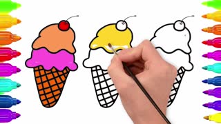 Drawing and Coloring for Kids - How to Draw Ice Cream Cone