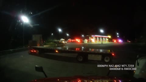 Truck Spontaneously Bursts into Flames at Truck Stop