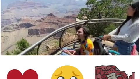 Special needs son, sees the Grand Canyon for the first time.