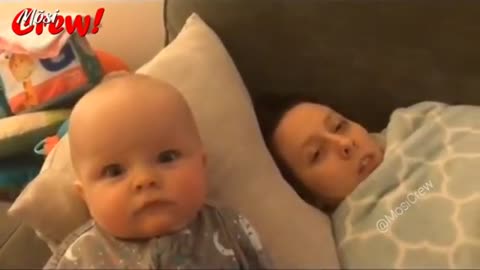 Baby girl watching Mom Snoring
