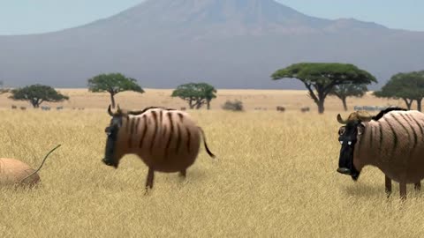 Savanna version. Wildebeest Animated wild animals story