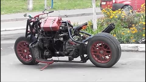Fantastic motorbike made from a car.