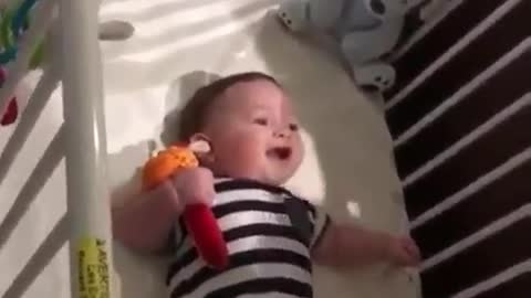 Mother making sound to Laugh Baby