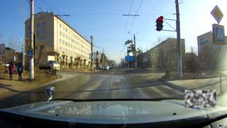 Truck Sliding on Ice Close Call