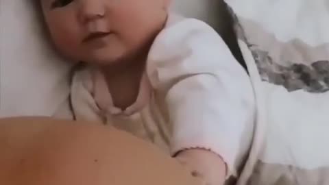 Mom fun with his cute baby