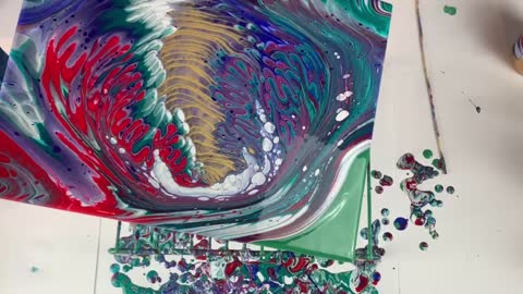 (114) Acrylic Pouring - Funky Straight Pour x2
