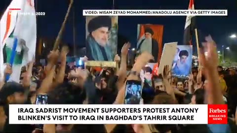 Iraqis Protest Antony Blinken's Visit To Iraq In Baghdad's Tahrir Square