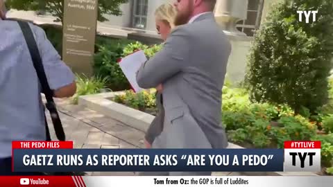Matt Gaetz run after protesters ask "are you a pedo".