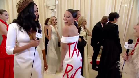 AOC wears Tax the Ricj dress to ultra-rich Met Gala