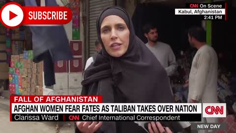 CNN Reporter wears Burqa on Streets of Kabul to report News as Taliban Take over - No Women outside