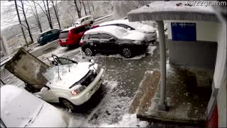 Concrete Block Crushes Car