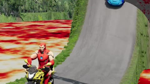 Weird Cars Driving Downhill to VERY GIANT Spinning BATARANG in BeamNG