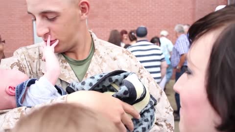 Marine meets baby boy for first time