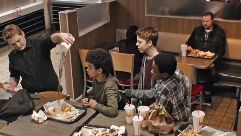 TEENS MOCK A BOY AT BURGER KING! THEY DIDN'T NOTICE THE MAN AT BACK!