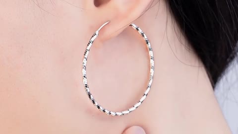 Women's hoop earrings, 100% sterling silver, 925 sterling, Round cubic zirkonia