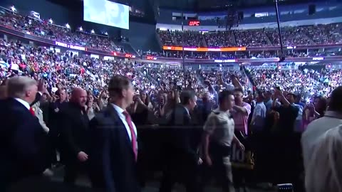 Donald Trump Arriving at UFC 264, Cheered by Packed Crowd