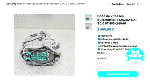 ALLOMOTEUR.COM - Boite de vitesses automatique MAZDA CX-3 2.0 6TN07-24040