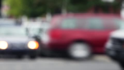 People Cross Streets In Cars Waiting Blurry Footage