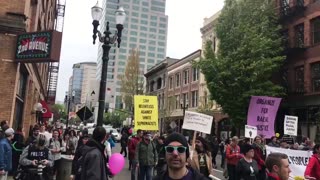 May 1 2017 Portland may day 1.6 Antifa threw rocks and a Molotov cocktail police cancels event