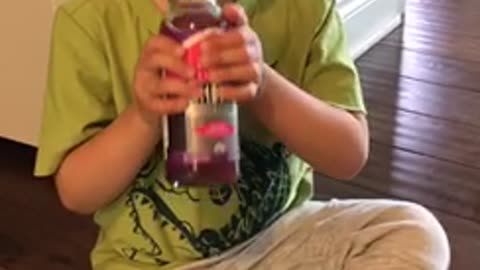 3 year old trying Kombucha