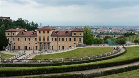 The Queen's Villa, in the background the cityscape of Turin