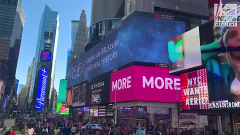 US. NY. Time square on billboard: "THE BLACK HOLE"