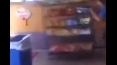 Boy stealing whole trolley from a store