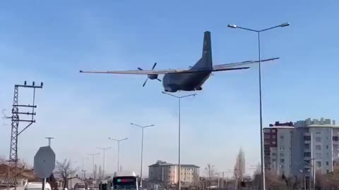 A Turkish C-160D military aircraft makes emergency landing
