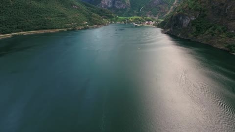 aerial footage beautiful nature norway flying over the lakes and fjordsview from the birds eye view