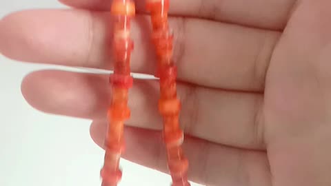 Turquoise heishi beads orange spiny oyster necklace mop spiny oyster choker full strand 16inch 02