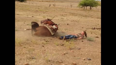 Tough Girl Gets Tossed From Horses Back