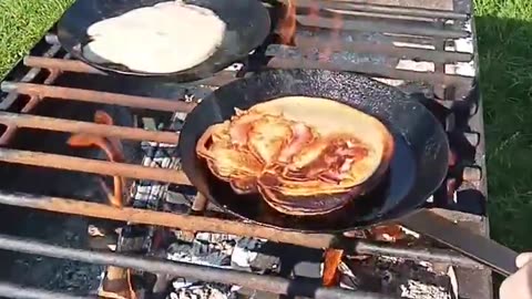Buckwheat pancakes on the campfire