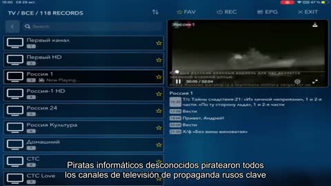 Piratas informáticos desconocidos piratearon todos los canales de televisión de propaganda rusos cl