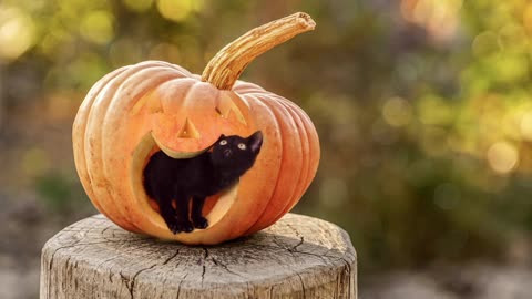 Cat Feline Kitten Pumpkin Jack O Lantern Halloween