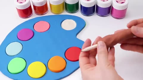 DIY How to Make Rainbow Art Palette and Color Brush with Play Doh 미술 팔레트 만들기 레인보우 플레이도우 만들기 #42